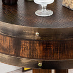 Farmhouse Whiskey Barrel End Table,Round Wood Barrel Side Table,Rusitc Wine Barrel Bourbon Barrel Coffee Table Handcrafted Oak Barrel Decor Furniture