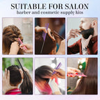 Uiifan 90 Pcs Hair Rat Tail Combs Metal Long Steel Pin Parting Comb Carbon Fiber Teasing Detangling Fine Tooth Comb for Braids Women Men Salon Hair Stylist, Black, Purple and Pink