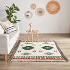 Touchat Native American Blanket Western Decor Boho Throw Blanket for Sofa, Mexican Decorative Farmhouse Blanket, Southwest Decor Woven Blankets, Aztec Throw Blankets with Tassel(Beige,50×60 inch)