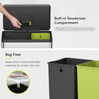 EKO EcoCasa II 36L+24L Dual Trash Can with Recycle Bin, Stainless Steel Garbage Can with Lid, Deodorizer Compartment, Odor-Proof and Fingerprint Resistant