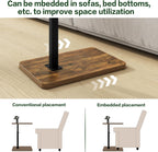 IBUYKE C Shaped Side Table, 360° Swivel Height Adjustable End Table for Small Spaces, with Phone & Tablet Slot, Modern Small Coffee Snack Table for Sofa/Bed, Retro Brown UTVT003H