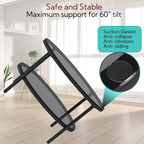 Yusong Round Glass Coffee Tables for Living Room, 2-Tier Circle Coffee Table with Storage, 26" Modern Center Accent Table with Light Black Glass, Small End Table for Small Space, Bedroom