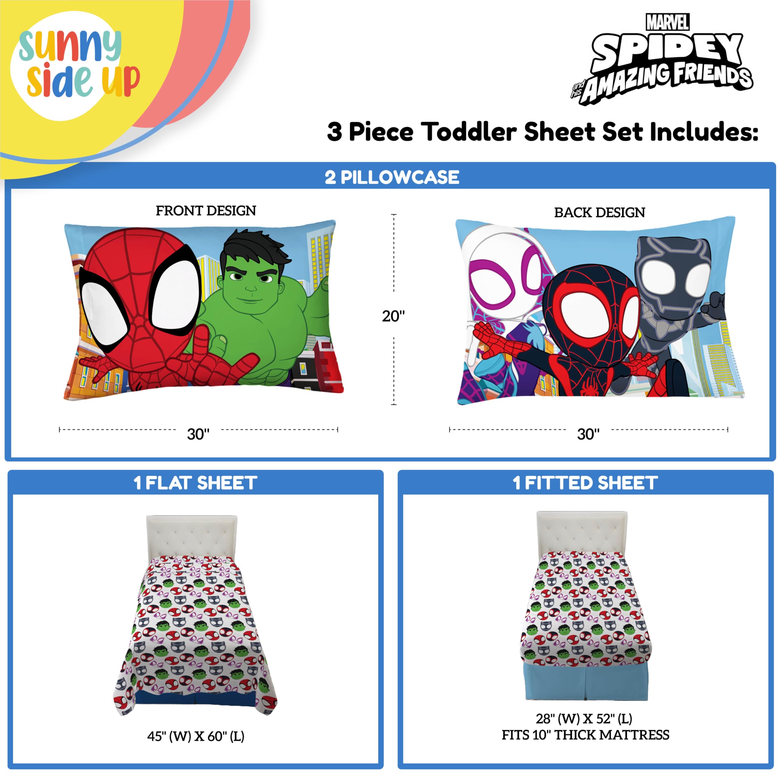 Sunny Side Up Minecraft Creeper & Animals Twin Sheet Set - 3 Piece Kids Bedding Set Includes Pillow Cover - Super Soft Microfiber Sheets