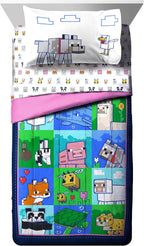 Jay Franco Minecraft Animal Patch 5 Piece Twin Bed Set - Includes Comforter & Sheet Set Bedding - Super Soft Fade Resistant Microfiber (Official Minecraft Product)