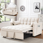 3 in 1 Convertible Sleeper Sofa Bed, Futon Couches for Living Room with Side Pocket | Adjustable Backrest| Velvet Fabric | Pull Out Couch | Recliner Loveseat | Sectional Sofa, Dark Gery