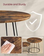 VASAGLE Round Coffee Tables, Set of 2, Modern Circle Side Tables with Steel Frame, for Living Room, Bedroom, Rustic Brown ULCT045K01