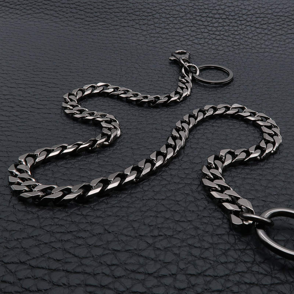 Chaîne de portefeuille newtro pour hommes femmes garçons filles, porte-clés long punk jean pantalon moto biker anneau porte-clés noir 24" (D06BK24)