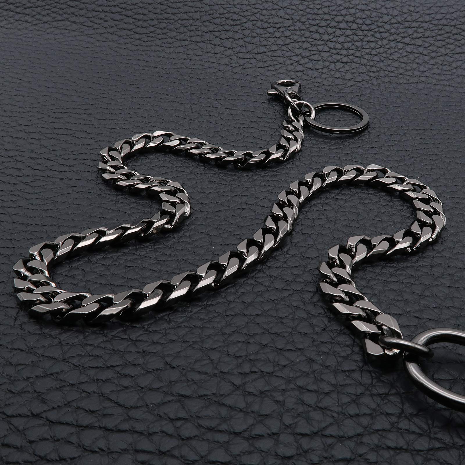 Chaîne de portefeuille newtro pour hommes femmes garçons filles, porte-clés long punk jean pantalon moto biker anneau porte-clés noir 24" (D06BK24)