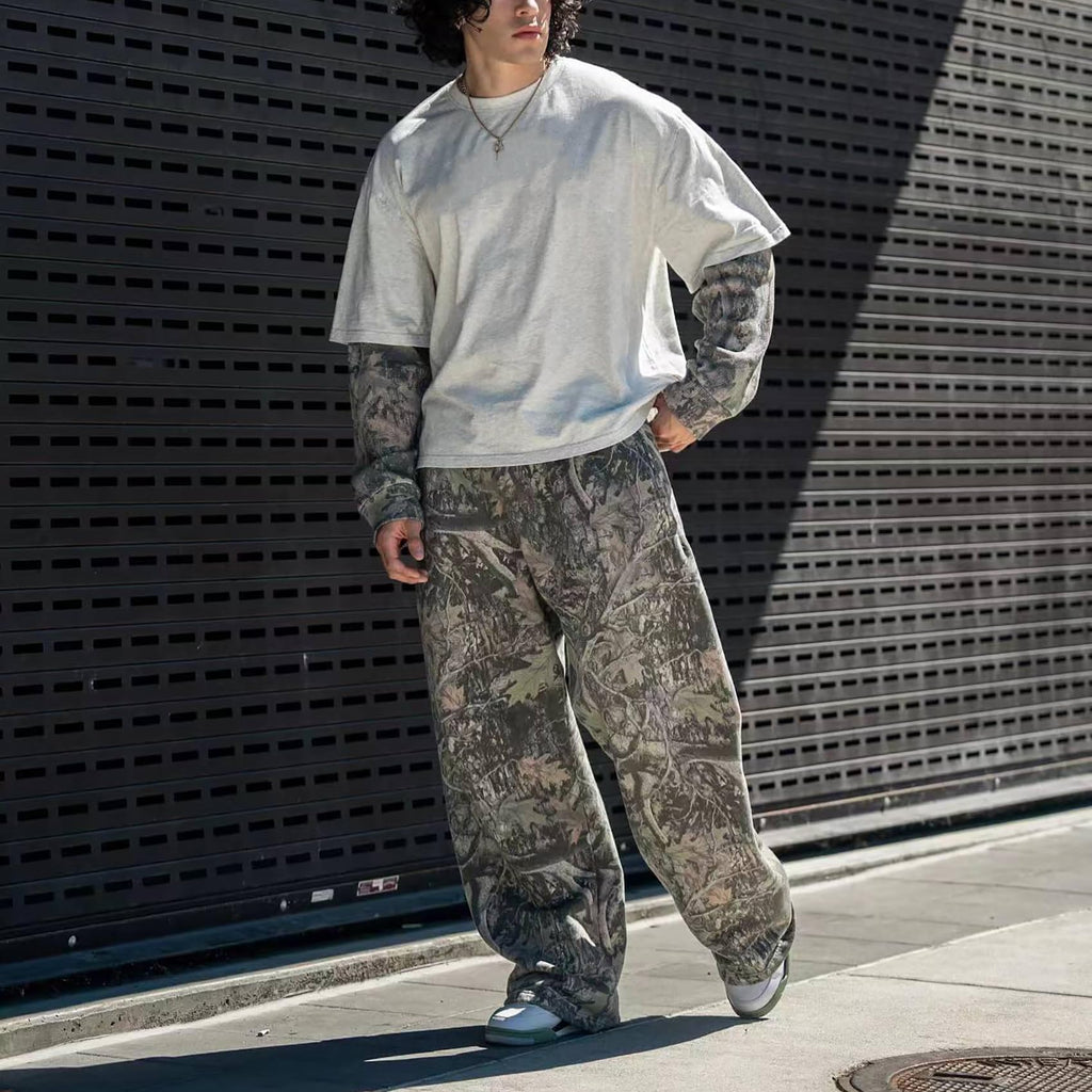Dsewpaur Herren Camo Grafikdruck Sweatpants Athletische Gym Jogger Streetwear Hosen Elastischer Bund Weites Bein Trainingshosen