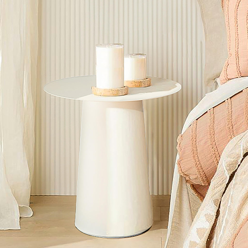 ALOADECOR W17.7 Modern and Contemporary Matte Black Single Round Coffee Table Sturdy Iron Base Elegant Design for Living Room Bedroom and Office Decor