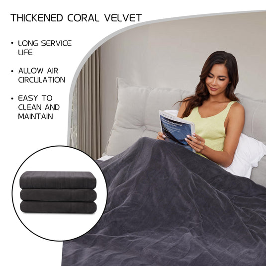 Electric Heated Blanket 72"x84" Full Size, Soft Coral Fleece with 4 Heating Levels and 10 Hours Auto-Off, Machine Washable, Cozy Plush Fabric for Home, Dark Gray