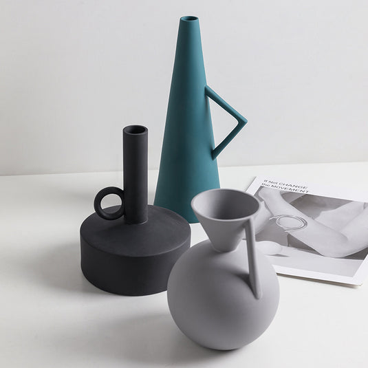 Moderne keramisk vase geometrisk form Original skarp abstrakt dekoration