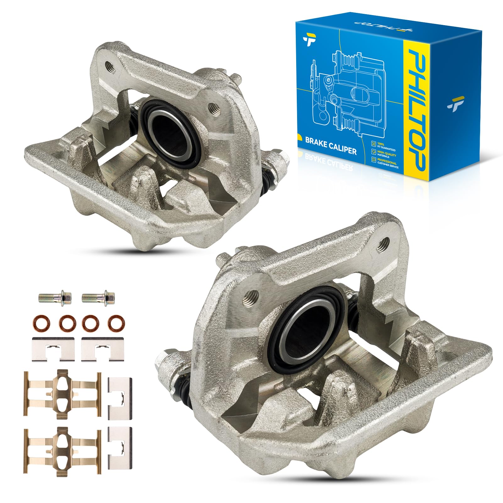 PHILTOP 18B5046 18B5047 Rear Disc Brake Caliper Assembly Fit for 2007-2017 Jeep Wrangler, 2008-2012 Jeep Liberty, 2007-2011 Dodge Nitro, 2018 Jeep Wrangler JK