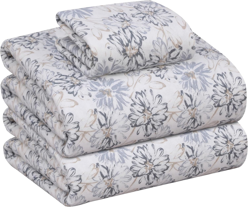 RUVANTI Flanell-Bettwäsche Queen Size - 100% Baumwolle doppelt gebürstete Bettlaken, tiefe Taschen 16 Zoll Queen-Bettwäsche-Set, atmungsaktiv und extra weich für alle Jahreszeiten - warm und gemütlich, 4-teilig, DNA-Karo