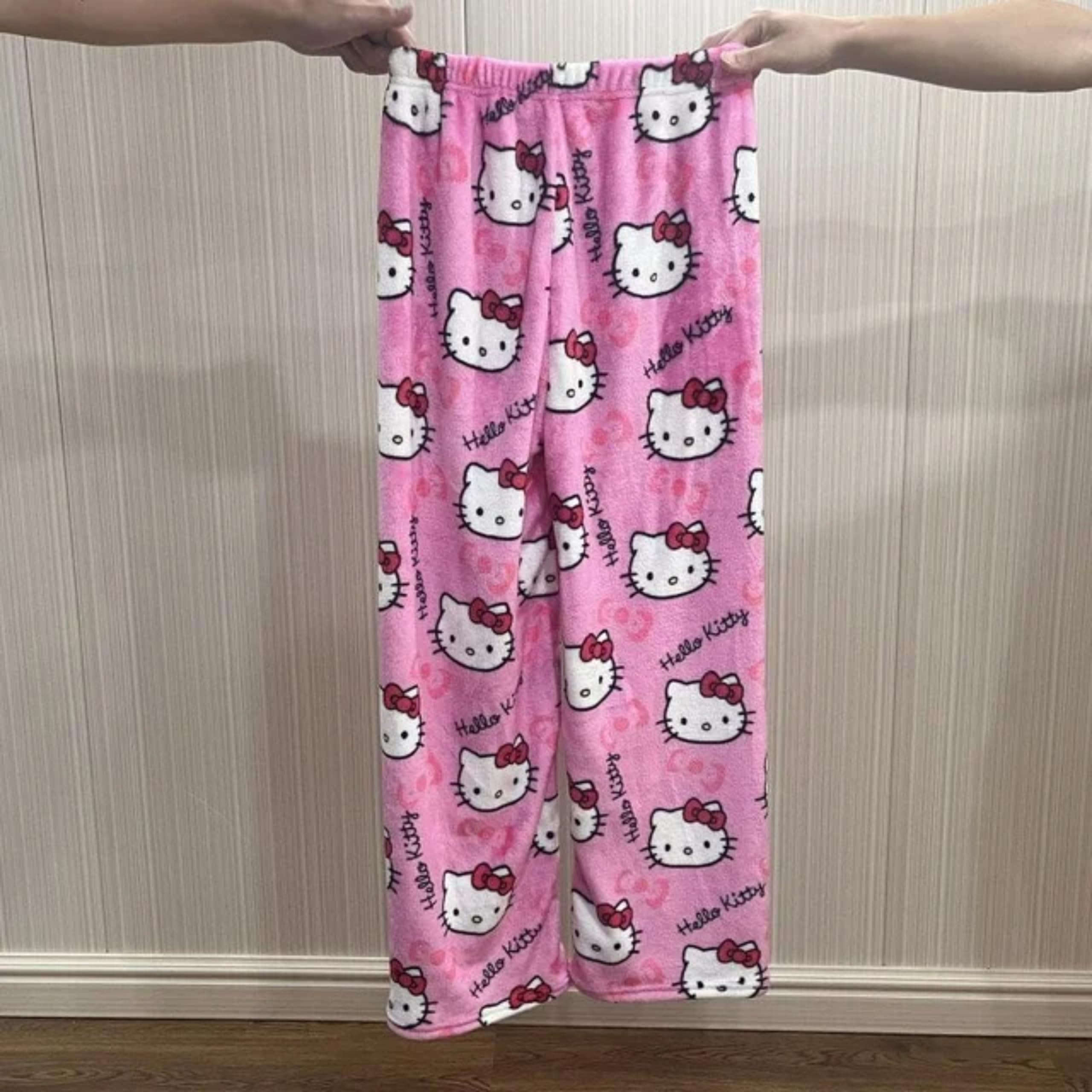 BIUGNVW Anime Pajamas Pants Women Cartoon Family Christmas Pajama Pants Kawaii Flannel Pajama Pants Pink XX-Large
