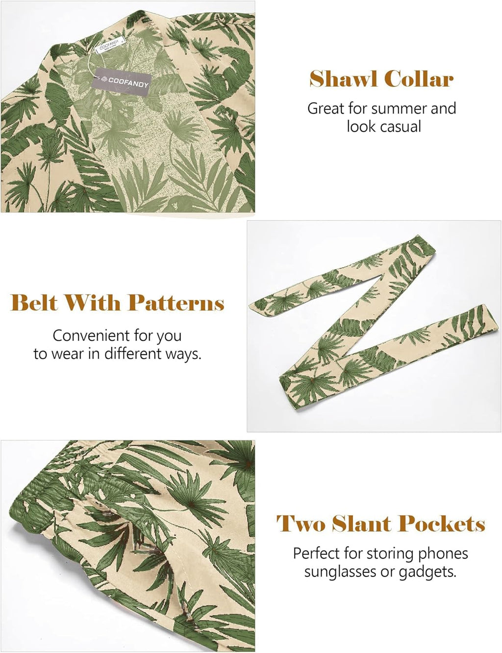 COOFANDY Men Lightweight 2 Piece Kimono Robe with Shorts Japanese Robes Casual Open Front Long Cardigan With Belt