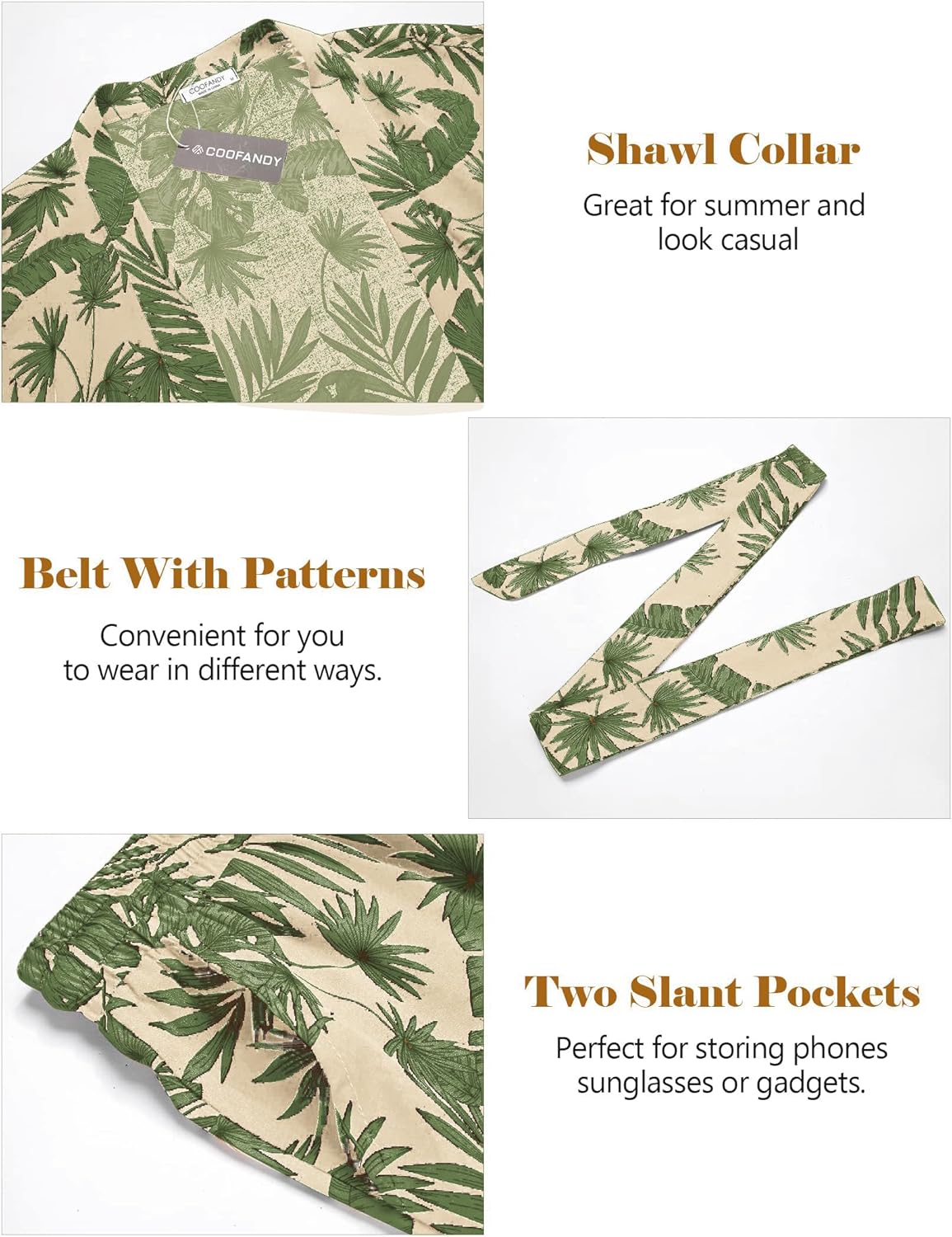 COOFANDY Men Lightweight 2 Piece Kimono Robe with Shorts Japanese Robes Casual Open Front Long Cardigan With Belt