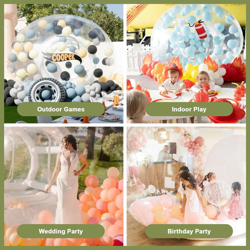 Eachup 10FT Inflatable Balloon House for Kids Adults,TPU White Commercial Inflatable Bubble House Ball Pit,Bubble Tent Dome Playground Set with Double Blower for Backyard Birthday Wedding Party - Grand Goldman