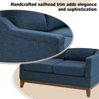 4-Piece Living Room Sofa Set with Coffee Table, Vintage Rivet Couch Sets with Solid Wood Legs, Chenille Sofas Furniture of Ottoman with Storage Space, Armchair, Loveseat and 3-Seat Sofa