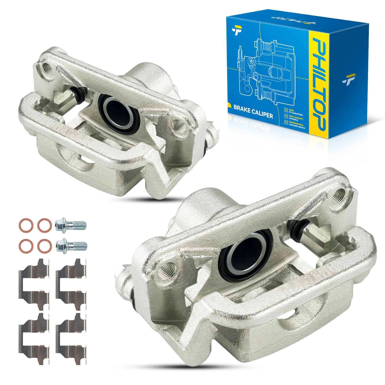 PHILTOP 18B5046 18B5047 Rear Disc Brake Caliper Assembly Fit for 2007-2017 Jeep Wrangler, 2008-2012 Jeep Liberty, 2007-2011 Dodge Nitro, 2018 Jeep Wrangler JK