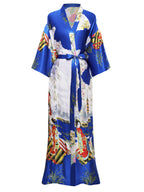 PRODESIGN Kimono Robe for Women - Long Satin Sleepwear Silky Kimono Cover-Up Nightgown Japanese Bathrobe Loungewear Blouse