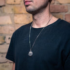 Made by Nami Mens Silver Necklace with Pendant Handmade 23" Surfer Cuban Link Chain with Stainless Steel Pendant Premium Jewelry Gift for Him