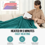 Coperta Elettrica Riscaldata Plaid con 5 Livelli di Riscaldamento e Spegnimento Automatico dopo 4 Ore, Plaid Riscaldato 50"x60" con Certificazione ETL e FCC per Casa e Ufficio, Lavabile in Lavatrice, Grigio Scuro