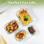 8 Pack Borosilicate Glass Food Storage Containers with Lids, Glass Meal Prep Containers, Airtight Bento Lunch Boxes with Snap Locks, Oven, Freezer and Dishwasher Safe, BPA Free, Kitchen Storage Set