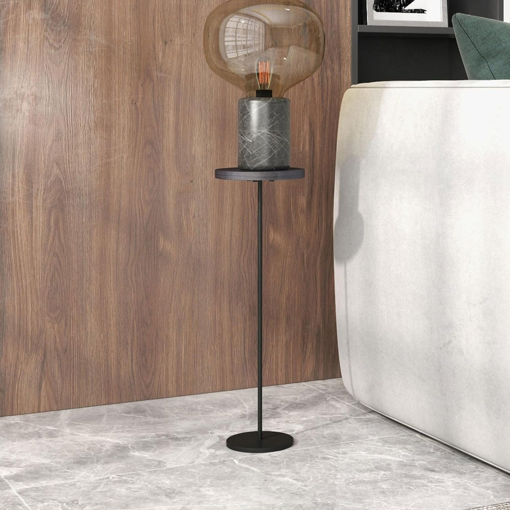 Drink Table, Round Pedestal with Weighted Base,Black Side Modern Cocktail Martini Small End Premium Accent Table for Sofa Couch Chair Living Room Bedroom Dorm Patio