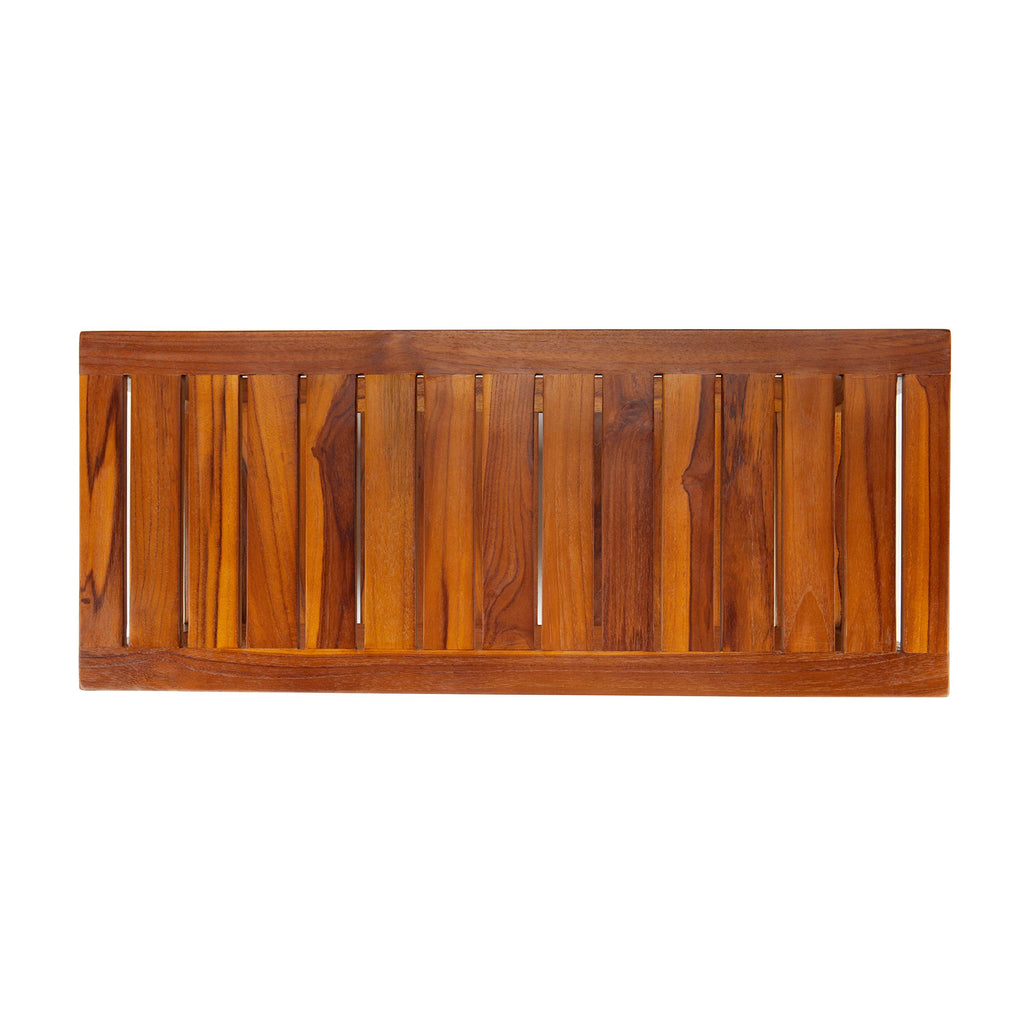 TeakCraft Teak Shower Bench with Shelf 30 Inch for Bathroom, Spa - Fully Assembled, Shower Stool, The Freya