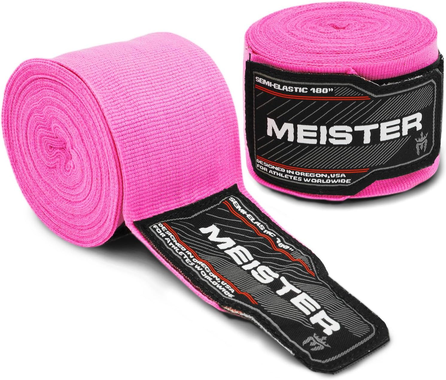 Meister Adult 180" Semi-Elastic Hand Wraps for MMA & Boxing (Pair)
