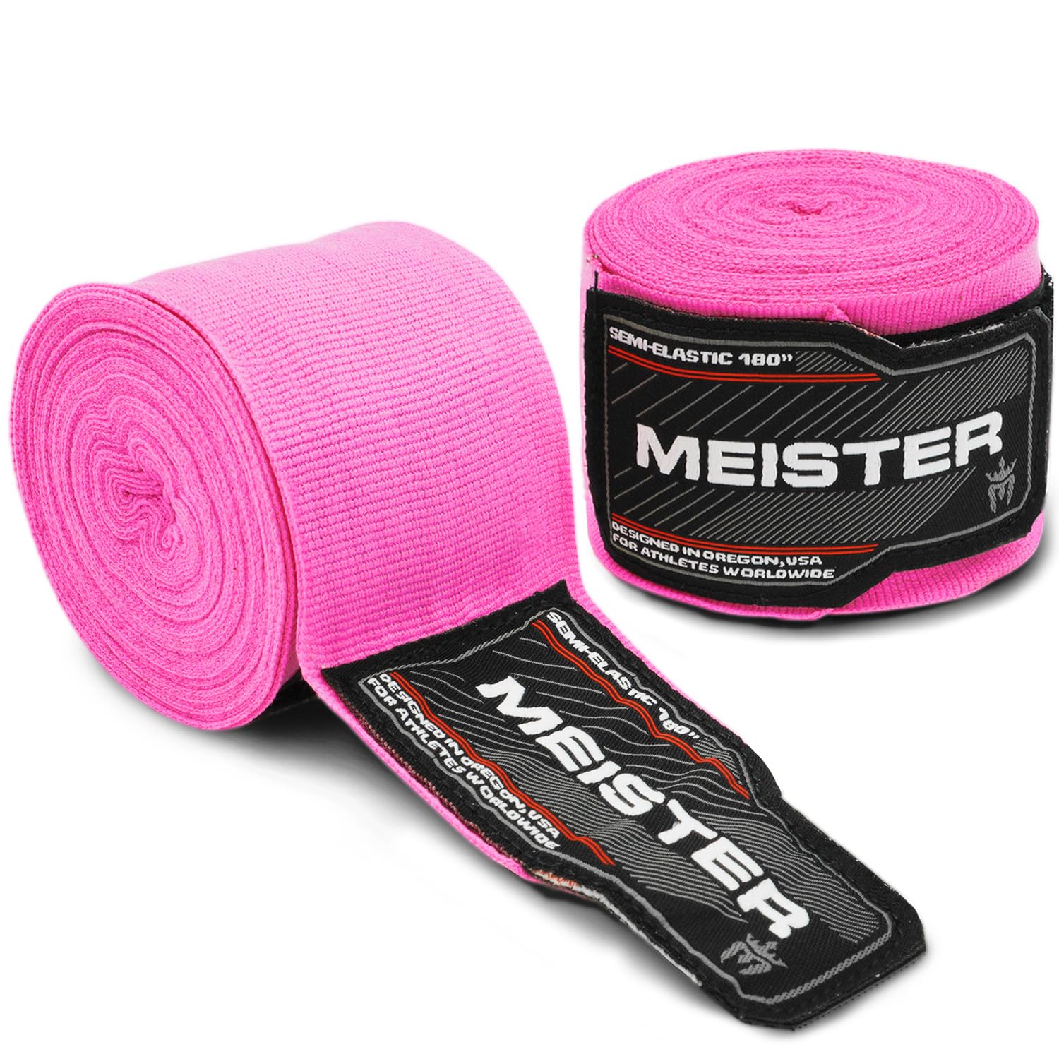 Meister Adult 180" Semi-Elastic Hand Wraps for MMA & Boxing (Pair)