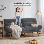 Pipishell Convertible Futon Sofa Bed,66" Corduroy Futon Couch with Adjustable Backrest and Armrests, Recliner Sleeper Sofa for Small Spaces, Play Room or Office, Grey