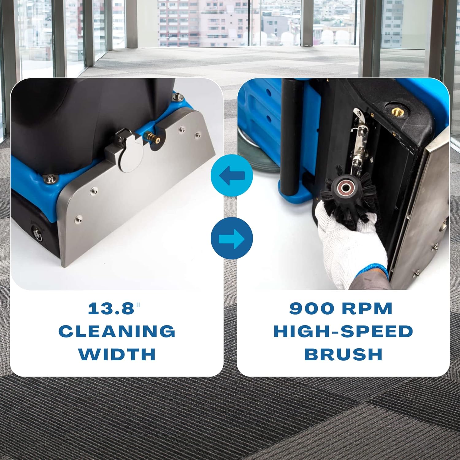 SM350 Commercial Carpet Extractor & Spotter Machine, 13.8" Cleaning Width, 160 PSI, 10.5-gal Water Tank, 8-gal Sewage Tank, 49 Ft Power Cord, with Upholstery Tool