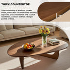 Modern Triangle Coffee Table: Unique Funky Soild Wood Coffee Tables for Living Room, Wooden Oval Mid-Century Modern Abstract Tea Tables for Patio Office Balcony Walnut 35" L x 24" W x 16" H
