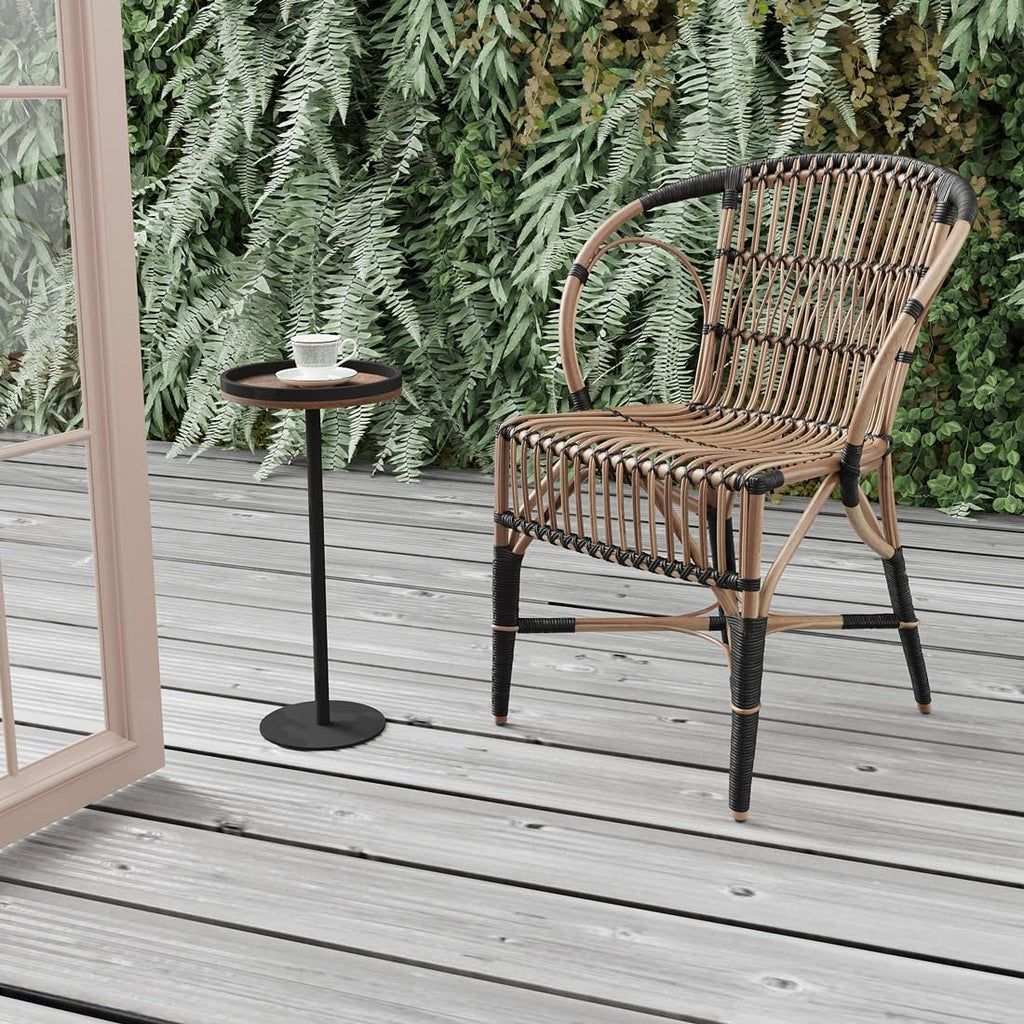 Round Drink Table,Small Pedestal Table,Small Round Side Table for Narrow Spaces,Martini Table for Living Room, Bedroom, Bathroom,Balcony (Rustic Brown)