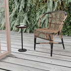 Round Drink Table,Small Pedestal Table,Small Round Side Table for Narrow Spaces,Martini Table for Living Room, Bedroom, Bathroom,Balcony (Rustic Brown)