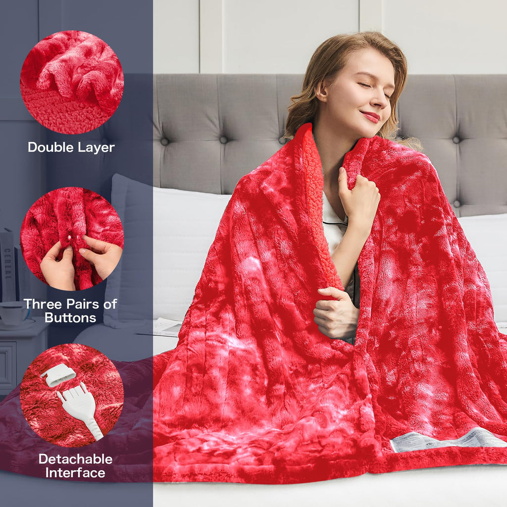 Manta Elétrica Aquecida OCTROT - Manta de Aquecimento em Sherpa de Lã para Sofá, Manta de Aquecimento de Pelo Sintético para Colo com Temporizador de 5 Posições e 10 Níveis de Aquecimento, Certificação ETL&FCC, para Adultos