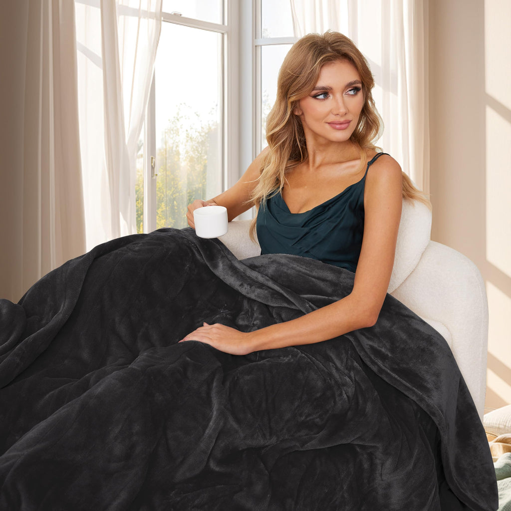 Elektrisch verwarmd deken 72" x 84" volledige maat flanellen stof met 4 verwarmingsniveaus & 10 uur automatische uitschakeling, ademend warm en wasbaar voor zacht en bed - lichtgrijs