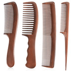 4 Piece Combs with Wooden Grain,Wide tooth Comb,Rat Tail Comb,Beard Combs,Fine Tooth Professional Hair Comb Set for Women,Men Barber Styling/Curly/Teasing/Parting/Mustache