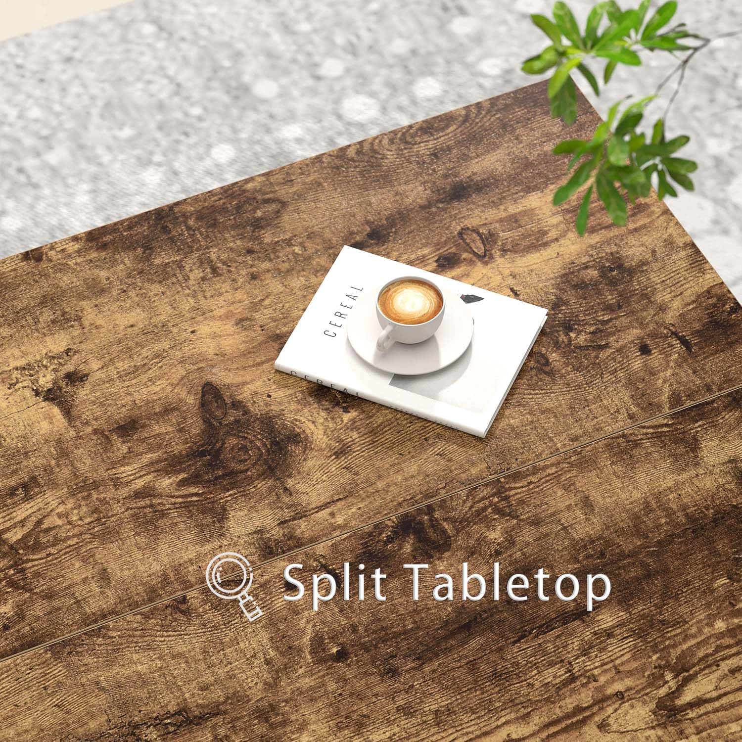 FOLUBAN Modern Coffee Table, Square Center Table for Living Room, Industrial Rustic Wood and Metal Cocktail Tea Table, 31.5 Inch, Brown