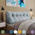 بالش تاج تخت WOWMAX کوئین بالش مثلثی گوه‌ای برای تاج تخت بالش گوه‌ای تاج تخت برای تخت روز تخت دوطبقه بالش بزرگ بولستر برای تخت با روکش قابل جدا شدن، هدیه برای مادر خاکستری