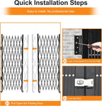 Double Foldable Security Gate 61" H x 122" W Aluminum Expandable Fence Portable Safety Barrier with Casters Retractable Driveway Gates 360°Rolling Barricade Gate Mobile Barricade Safety Barrier Black