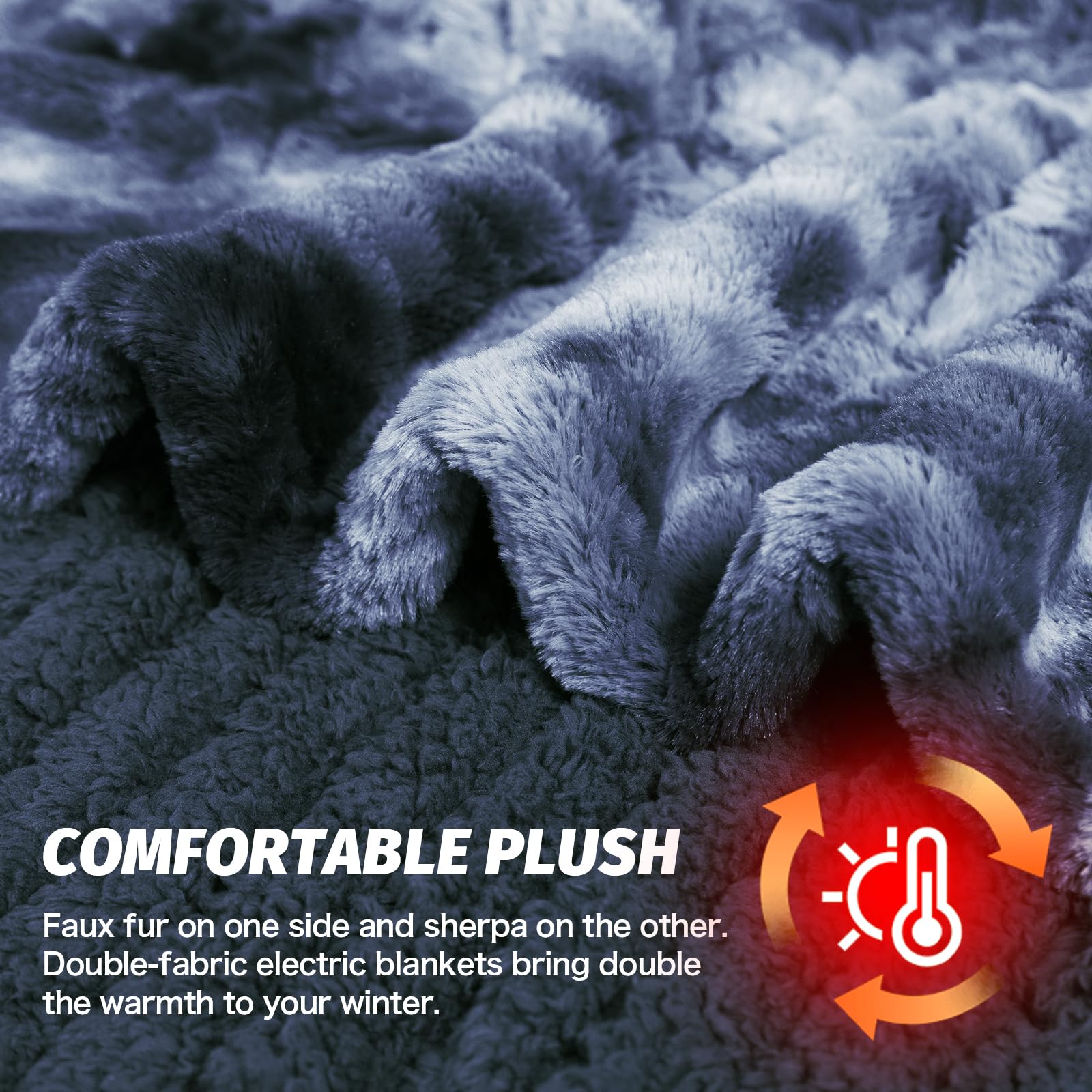 Manta Elétrica Aquecida OCTROT - Manta de Aquecimento em Sherpa de Lã para Sofá, Manta de Aquecimento de Pelo Sintético para Colo com Temporizador de 5 Posições e 10 Níveis de Aquecimento, Certificação ETL&FCC, para Adultos