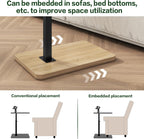 IBUYKE Tray Table for Couch, 360° Swivel Height Adjustable End Table for Small Spaces, with Phone & Tablet Slot, Modern Small Coffee Snack Table for Sofa/Bed, Natural UTVT003R