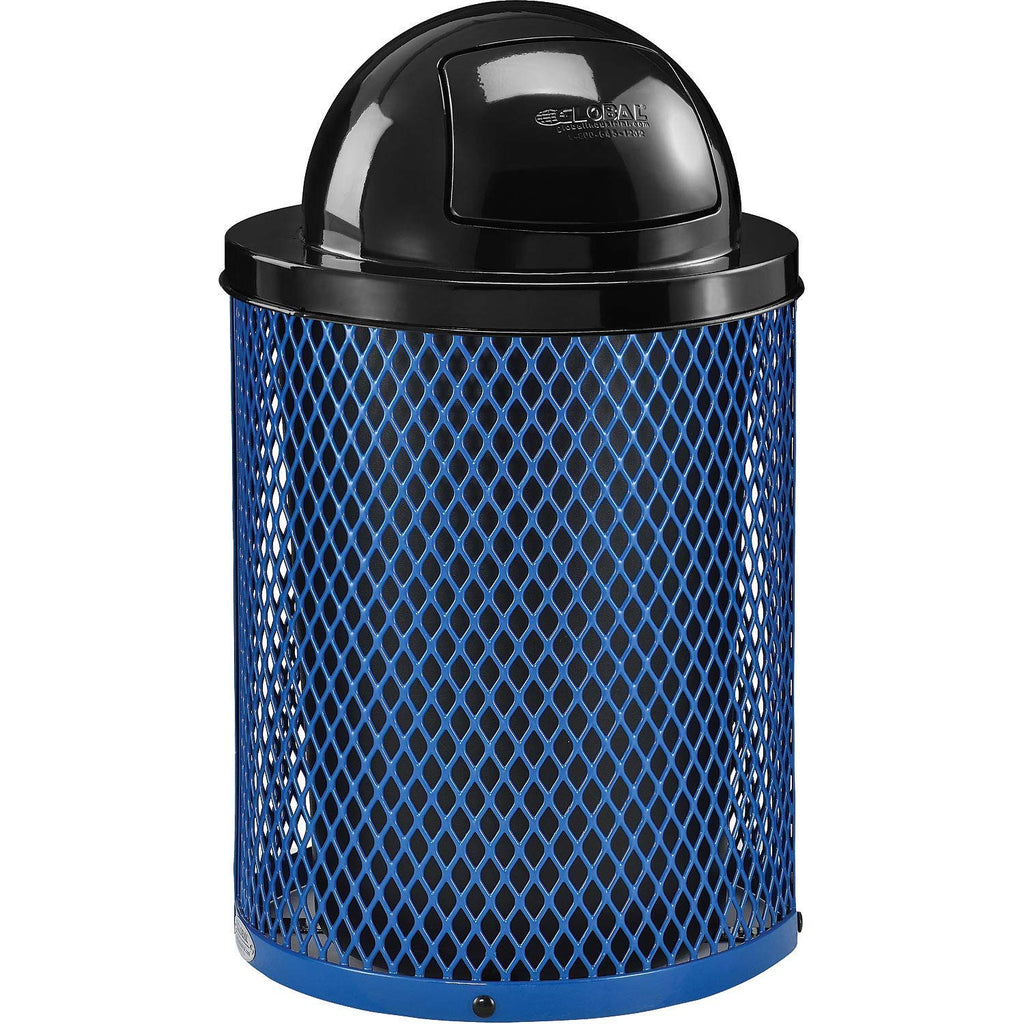 Global Industrial 36 Gallon Outdoor Steel Trash Can with Dome Lid, Plastic Liner and Anchor Kit Included, 23-1/2" Diameter x 40" H, Powder Coat Finish, Unassembled, Black