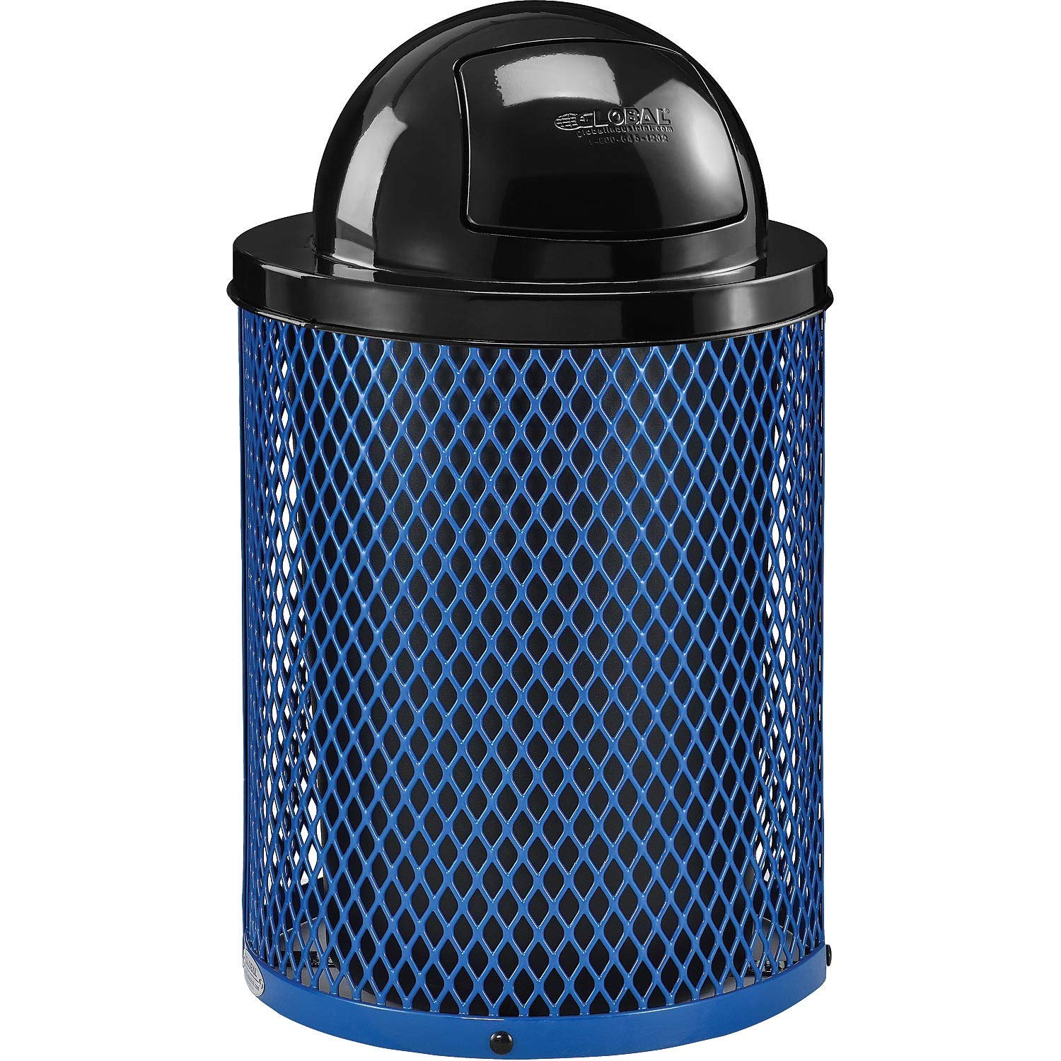 Global Industrial 36 Gallon Outdoor Steel Trash Can with Dome Lid, Plastic Liner and Anchor Kit Included, 23-1/2" Diameter x 40" H, Powder Coat Finish, Unassembled, Black