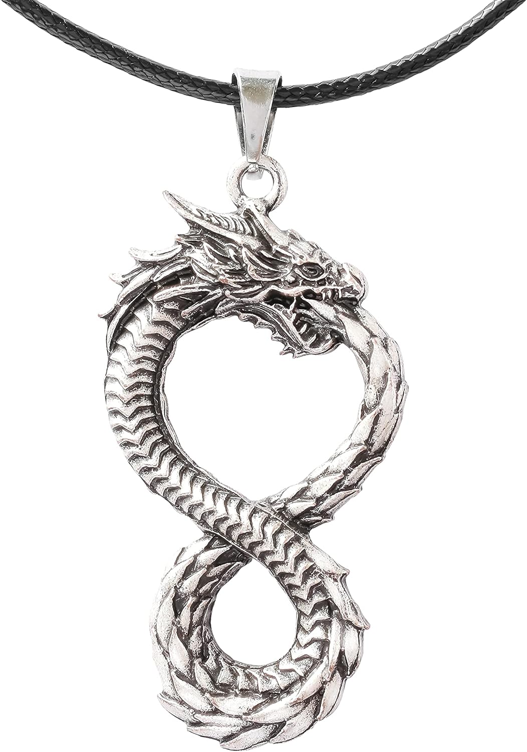 HAQUIL Dragon Necklace, Ouroboros Serpent Dragon Pendant, Dragon Jewelry Gift for Men and Women