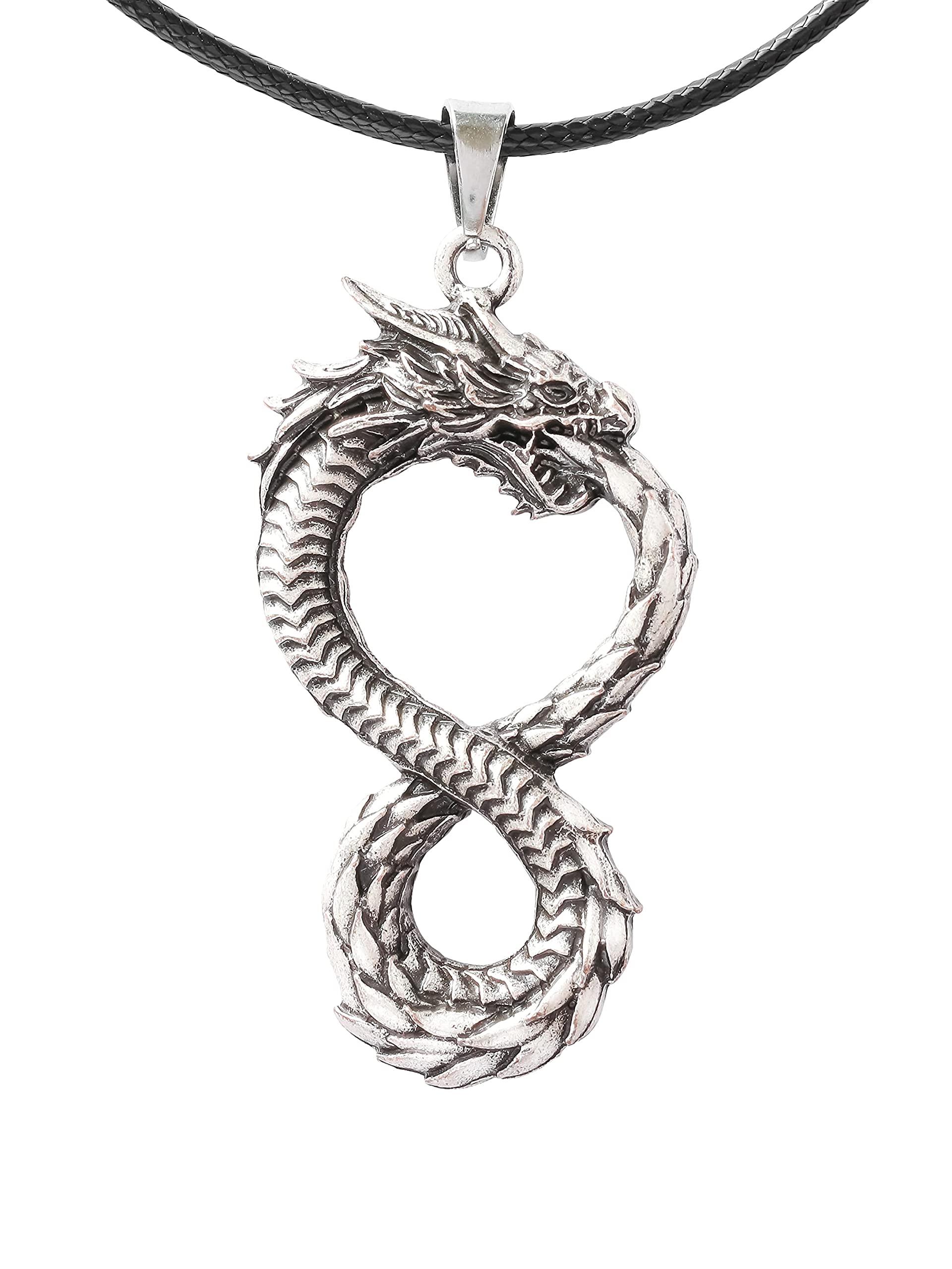 HAQUIL Dragon Necklace, Ouroboros Serpent Dragon Pendant, Dragon Jewelry Gift for Men and Women