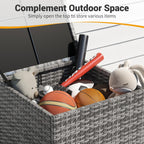 UDPATIO Outdoor Wicker Side Table with Storage Patio Rattan End Table Small Resin Square Container Coffee Table Backyard Pool for Furniture Covers, Toys and Gardening Tools (Grey)